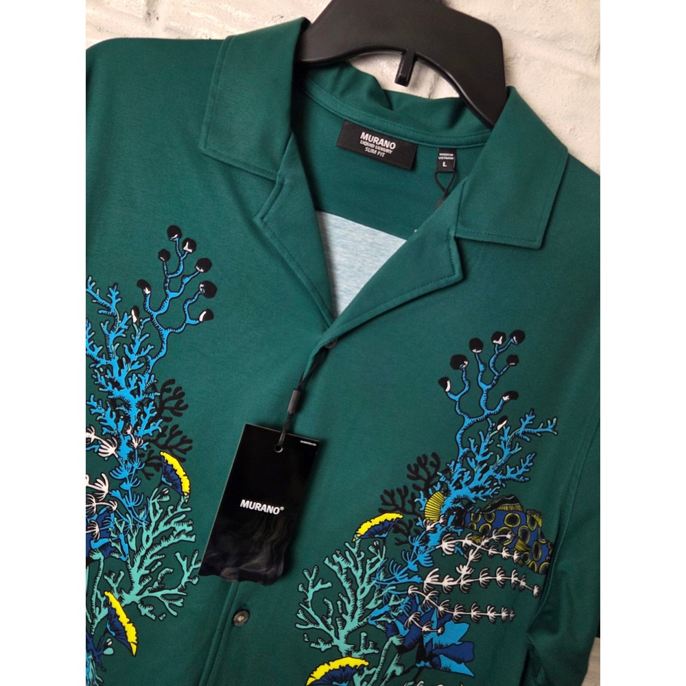 Murano button up shirt Mens Large Shape of Water Collection slim fit NWT